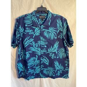 American Rag Mens XL Button Up All Over Print Blue Vacation Hawaiian Tropical